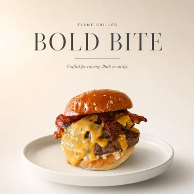 AI-generated minimalist premium restaurant ad with refined typography and editorial styling