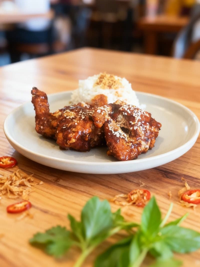 After: Glazed chicken wings with rice