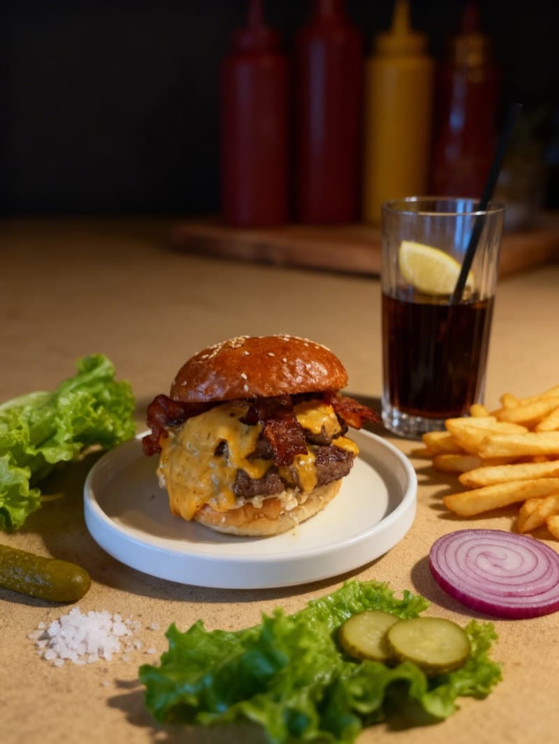 After: Double cheeseburger with bacon