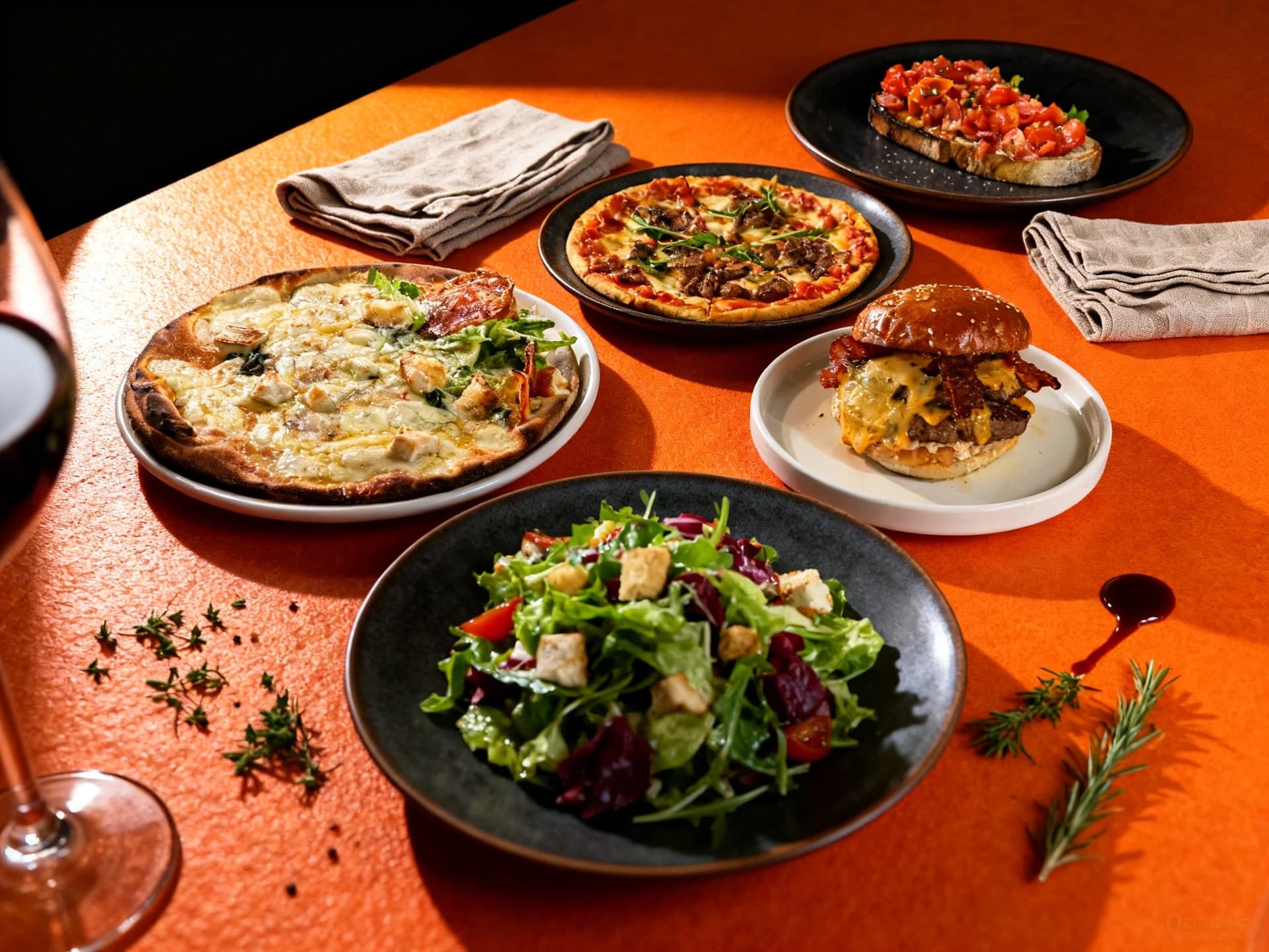 Hero banner for restaurant website — AI combined multiple dishes into one scene