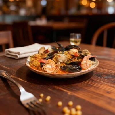 Candid & Warm food photography style by MenuPhotoAI - Dynamic human interaction with warm, cozy restaurant ambiance