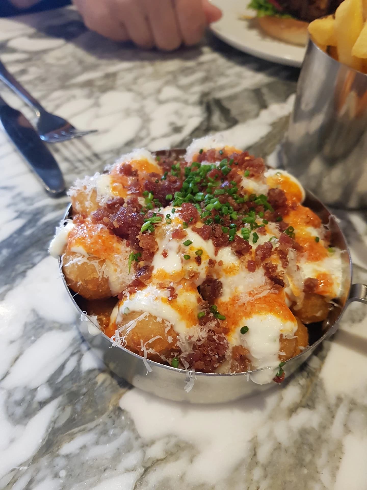 Loaded Tater Tots — before