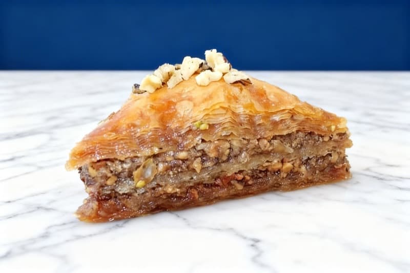 AI-enhanced baklava on marble surface