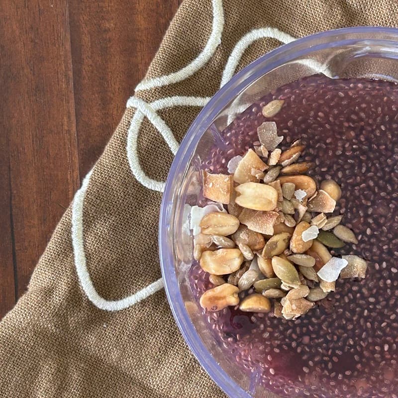 Before: Acai chia seed pudding